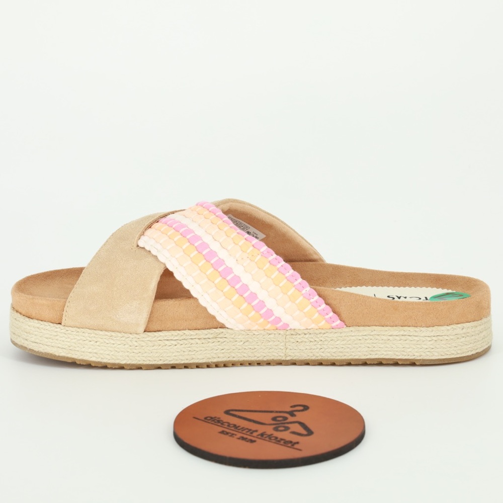 TOMS‎ Paloma Honey Suede Woven Trim Sandals Slides Womens Size 12 NWOB Boho